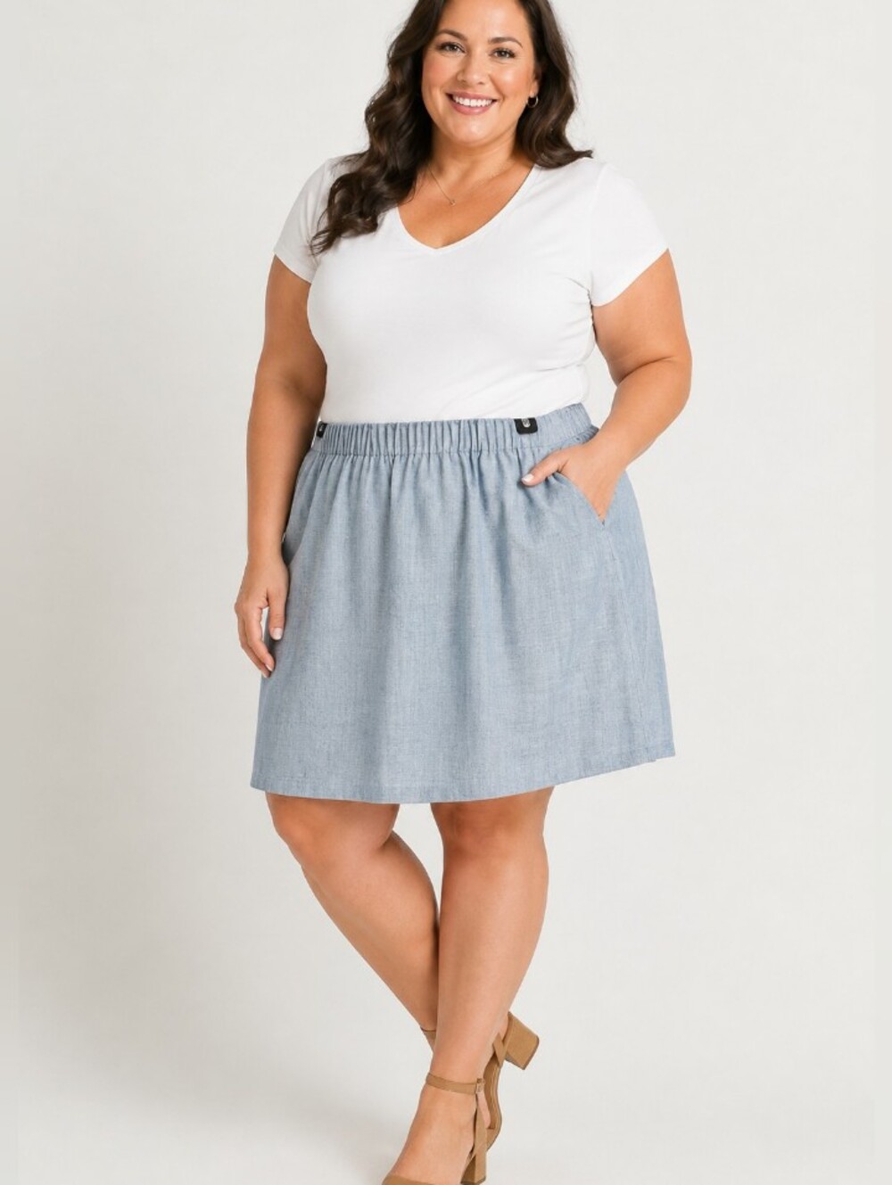 J. Crew Mercantile Plus Size Gray Stretch Waist Career Skirt Size 18 NWT